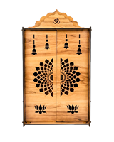 Armoire de prière hindoue en bois artisanale |   Temple découpé au laser avec motif de lotus et de cloche |   Boîte de prière pour autel domestique |   35×20×60 cm