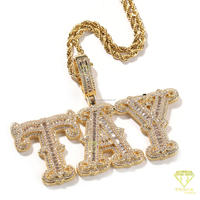 Collar con Colgante de Letra 'BC' Personalizado, Cadena de Cuerda con Diamantes Cultivados en Laboratorio, Joyería Hip Hop, Color Dorado