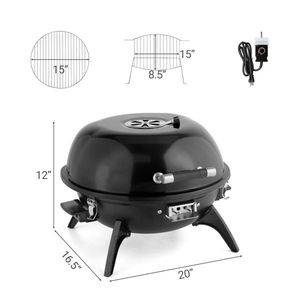 Grill électrique de comptoir noir 1600W, portable, double couche, pour usage intérieur/extérieur, grilles et planchas électriques - Product Image 3