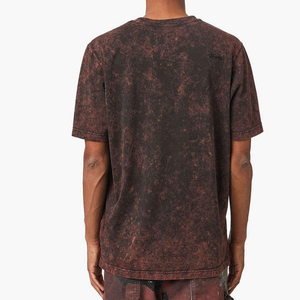 T-shirt surdimensionné tie-dye pour homme, manches courtes, col rond, jersey décontracté en coton, motif uni, coupe ajustée - Product Image 2