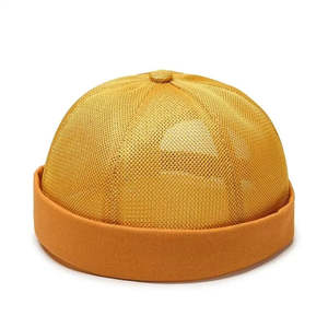 Customizable Polyester Mesh Outdoor Adjustable Docker Beanie Six Panel <b>Brimless</b> Sailor <b>Cap</b> Breathable Lightweight Folded Cuff - Product Image 5