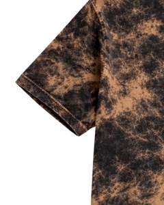 Camiseta de Algodón Personalizada con Lavado Ácido Marrón y Negro, Manga Corta, Cuello Redondo, Estilo Vintage Tie Dye, Ropa Casual de Calle para Hombre, Camiseta de Verano - Product Image 5