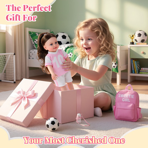 Muñeca Reborn Babeside Doreen <span class=keywords><strong>de</strong></span> 16 Pulgadas, <span class=keywords><strong>de</strong></span> Vinilo, Niña con Cabello Largo Castaño, Traje <span class=keywords><strong>de</strong></span> Fútbol, Linda y Dulce, <span class=keywords><strong>Kit</strong></span> <span class=keywords><strong>de</strong></span> Regalo - Product Image 5