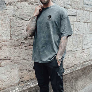Camisetas clásicas de estilo casual con efecto lavado, ajuste cómodo para hombre, camisetas con lavado ácido para una apariencia de moda atemporal. - Product Image 5