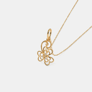 Yellow <b>Gold</b> Floral <b>Infinity</b> Swirl Lab Grown Diamond Pendant <b>Necklace</b> - Product Image 3