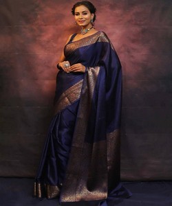 SAREE DE SEDA BANARASI LICHI CON TRABAJO DE JACQUARD EN TENDENCIA, CON BLUSA SIN COSTURA, PARA USO FESTIVO, PRECIO AL POR MAYOR, PRENDAS ÉTNICAS 84839-5 - Product Image 1