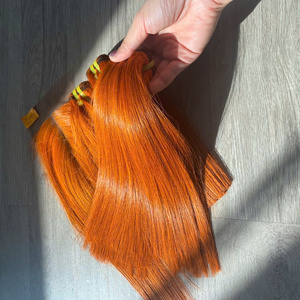 Cabello Vietnamita Liso Extremo Color Naranja con Paquete y Cierre, Cabello Virgen Natural de Lujo con Envío Rápido, Cabello Humano Súper Doble - Product Image 5