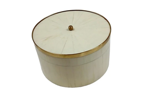FAIZA CRAFT Seau à glace artisanal moderne à rayures en matériaux organiques avec incrustations de os et poignées en acier, bac à boissons haut de gamme en forme de boutons, en promotion - Product Image 2