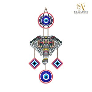 Artvibes Macramé Mandala Éléphant Œil protecteur Décoration murale pour entrée de maison Décoration Vastu - Product Image 5