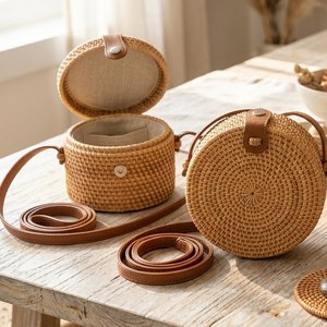 Sac à main en rotin de style bohème pour femmes, sac de plage tissé à la main pas cher pour la mode estivale et un style décontracté - Product Image 5