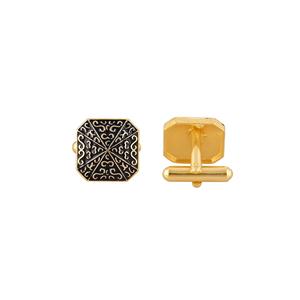 Boutons de manchette carrés noirs plaqués or de luxe pour hommes, motif gravé, accessoires pour chemise formelle, cadeau de mariage ou d'affaires - Product Image 4