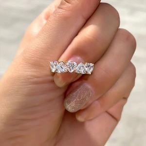 Anillos de moissanita de plata de ley 925 con corte de perla en forma de corazón, engaste de garras, banda de piedras preciosas para regalo de compromiso - Product Image 3