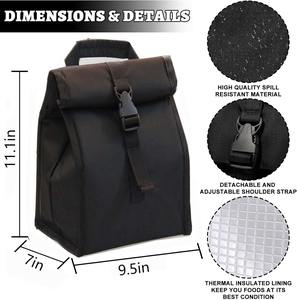Bolsa de almuerzo plegable aislada con correa ajustable – Lonchera portátil ligera, bolsa térmica para hombres y mujeres - Product Image 3