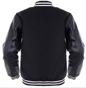 Chaqueta Varsity de Béisbol Personalizada con Logotipo, de Piel de Oveja Revestida, Impermeable, Cortavientos, Transpirable, con Cuello Redondo y Puños Acanalados para Hombre - Product Image 4