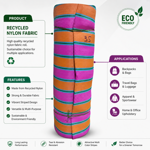 Rollo de Tela de Nylon Reciclado a Rayas para Bolsas, Prendas, Equipaje, Ropa Deportiva, Tapicería, Material Textil Ecológico - Product Image 6