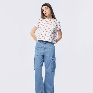 T-shirts courts noirs surdimensionnés personnalisés pour femmes, avec imprimé blanc uni et carreaux, respirants, avec couleurs et logo personnalisés - Product Image 6