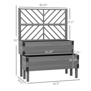 "Classic 2-Tier Wooden Garden <b>Pot</b> with Legs Metal Corners Drainage Holes Solid Wood for <b>Vegetables</b> Flowers Herbs Gray" - Product Image 3
