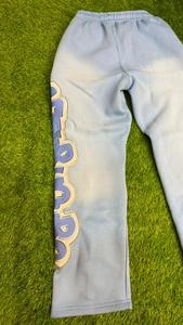 Custom Made Casual Men's Staked <b>Trousers</b> Streetwear Cotton Fleece Embroidery Logo Rhinestone Outline Flare <b>Trouser</b> - Product Image 2