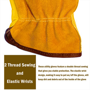 Gants de sécurité vintage en cuir jaune avec paume renforcée pour une protection accrue, durabilité, respirabilité, utilisation extérieure, longueur poignet - Product Image 4