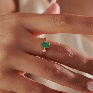 Women's 14K Gold Plated Radiant Cut <b>Diamond</b> <b>Ring</b> With IGI Certified Classic Style - Product Image 4