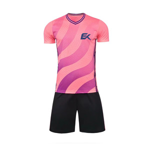 Conjunto de Camiseta de Fútbol Sublimada con Degradado Rosa, Manga Corta, Cuello en V, Absorbe la Humedad, Ajuste Atlético, Uniforme de Verano Unisex para Adultos - Product Image 2