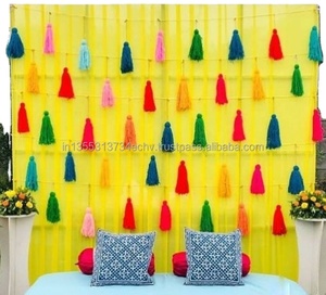 Borlas de Hilo Multicolor de Seda de Rajastán Hechas a Mano en India, Decoración para Bodas, Navidad, Hogar y Fiestas, 5 Pies de Largo, Colgantes - Product Image 5