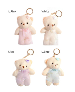 Cute Plush Teddy <b>Bear</b> Keychain Soft Stuffed Animal Pendant L.<b>Pink</b> White Lilac L.Blue Color Options Cartoon Style 3D Shape - Product Image 1