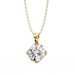 Minimalist 14K <b>Solid</b> <b>Gold</b> IGI Certified 2 CT Round Cut 8 Prong Set Lab Diamond Solitaire <b>Pendant</b> Necklace for Women Party Gift - Product Image 1