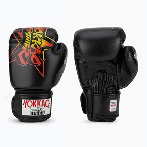 ถุงมือชกมวย YOKKAO Fighter KO Star Logo สีขาว/ดำ หนังแท้ สำหรับมวยไทย คิกบ็อกซิ่ง ฝึกซ้อม แข่งขัน ปิดด้วยแถบตีนตุ๊กแก - Product Image 1