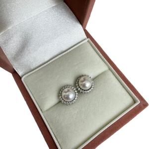 6-7mm Zhuji Freshwater <b>Pearl</b> Stud <b>Earrings</b> S925 Pure <b>Silver</b> with Sunflower Design Genuine Extremely Strong Light - Product Image 5