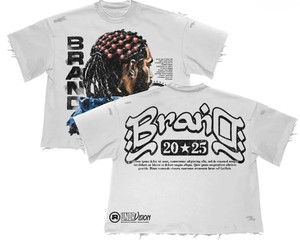 เสื้อยืดโอเวอร์ไซส์ผ้าคอตตอนหนานุ่มลายกราฟิกวินเทจสไตล์ฮิปฮอปสตรีทแวร์ทรงบ็อกซี่ ขอบดิบ แต่งดีเทลขาดๆ สำหรับผู้ชาย รุ่น 2026 - Product Image 1