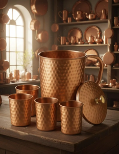 Teteras de Cobre Puro con Recubrimiento de Laca, Tapa de Latón, Jarra de Café y Té Artesanal Elegante, 1500 ml, Ecológica - Product Image 5