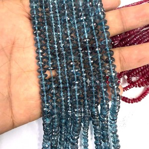 Cuentas facetadas de topacio azul de Londres 100% natural, 5x6 mm, 13 pulgadas, certificado CMA, piedra de nacimiento de diciembre, para fabricación de joyas. - Product Image 3