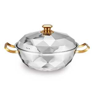 Olla de Cocina de Acero Inoxidable con Patrón de Diamantes y Tapa, Compatible con Inducción, Olla para Sopa, Utensilios de Cocina de Lujo, Cacerola - Product Image 1