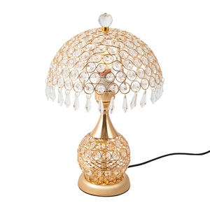 Lampe de table moderne en perles de cristal avec abat-jour en treillis métallique noir, lampe de chevet de luxe, lampe de bureau industrielle glamour, décoration de lustre - Product Image 6