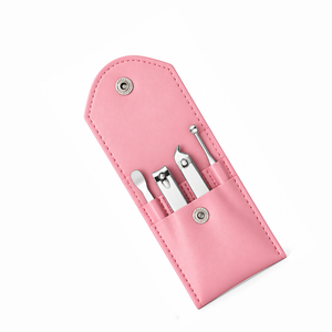 Ensemble de manucure professionnel 4-en-1 de haute qualité MANAN INSTRUMENTS, 4 pièces, en acier inoxydable, mini coupe-ongles portable, ciseaux à ongles, étui en cuir - Product Image 1