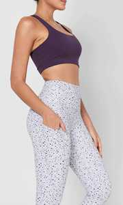 High Waist Full Length Yoga <b>Leggings</b> <b>With</b> <b>Pockets</b> Dot Print Spandex Polyester Pants - Product Image 6