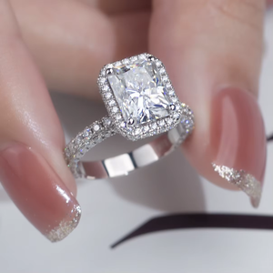 3 carat Stylish Radiant Cut Diamond Engagement Ring with Pave Setting Center Stone for Women white gold Band - Product Image 1