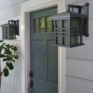 2 paquets de 9.8 \ "Farmhouse Bronze Applique murale d'extérieur avec fixation en métal et abat-jour en vitrail Lampes murales d'extérieur - Product Image 6