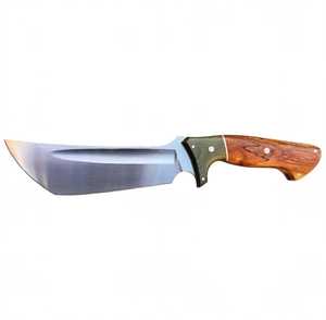 Couteau utilitaire artisanal à finition satinée, lame en acier inoxydable, manche en bois d'olivier et micarta vert, OEM disponible - Product Image 1