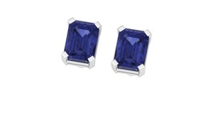 Pendientes de Oro Blanco Sólido de 14k y 18k con Zafiro Azul Natural en Forma de Baguette para Bodas y Fiestas, Joyería Fina, Regalo, Venta al Por Mayor - Product Image 1