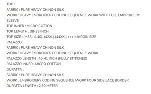 DESIGNER CHINON EMBROIDERY CODING SEQUENCE WORK TOP PALAZZO WITH DUPATTA <b>RED</b> 75254 - Product Image 5