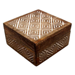 Caja de madera vintage tallada a mano o cajas de almacenamiento para joyas, recuerdos o almacenamiento de artículos de tocador, caja de madera para decoración del hogar o regalos festivos. - Product Image 6