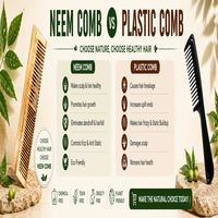 Peigne artisanal en bois de Neem à dents larges pour cheveux humides et secs et massage du cuir chevelu