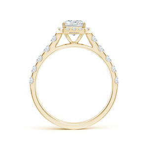 Anillo de Compromiso con Diamante Cultivado en Laboratorio con Corte Radiante Certificado por IGI, Diamantes Laterales, Chapado en Rodio, Oro de 10K, 14K, 18K, Plata 925, Anillo de Boda - Product Image 4