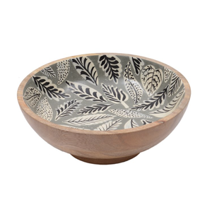 Handcrafted <b>Mango</b> <b>Wood</b> Serving <b>Bowl</b> with Blue Geometric Printed Interior Decorative Wooden Salad <b>Bowl</b> - Product Image 6