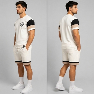 Ensemble court pour homme de qualité supérieure, ensemble court personnalisé pour homme, shorts imprimés, haut assorti, tissu respirant, construction légère, séchage rapide - Product Image 3