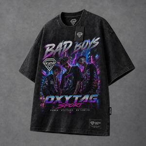 Camiseta Oversize Personalizada con Lavado Ácido, Estampado Gráfico Vintage de Gran Gramaje, Estilo Streetwear Cyberpunk para Hombre, Fabricante OEM - Product Image 3