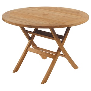 <b>Round</b> Folding Solid Wood Outdoor <b>Dining</b> <b>Table</b> <b>4</b> Seater Light Luxury <b>Set</b> Rustic Modern Design - Product Image 1