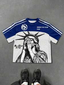 T-shirt de sport unisexe tendance en maille oversize avec imprimé graphique, style streetwear, fournisseur en gros personnalisé 2026 - Product Image 4